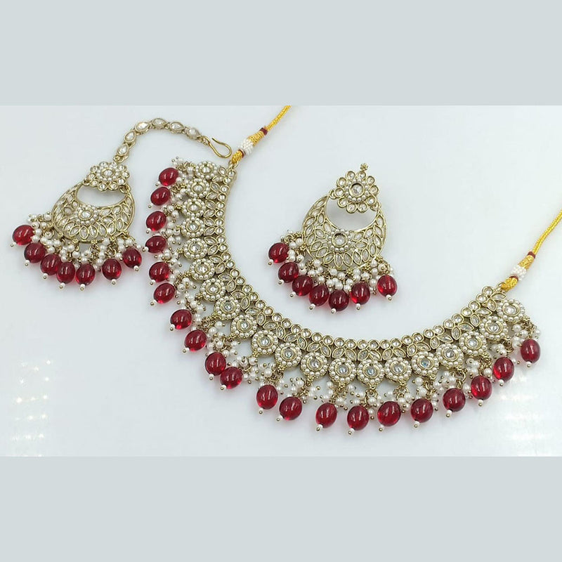 Manisha jewellery Gold Plated Crystal Stone And Pearl Necklace Set