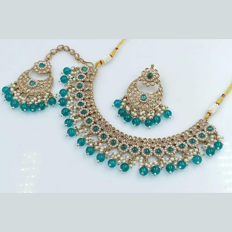 Manisha jewellery Gold Plated Crystal Stone And Pearl Necklace Set