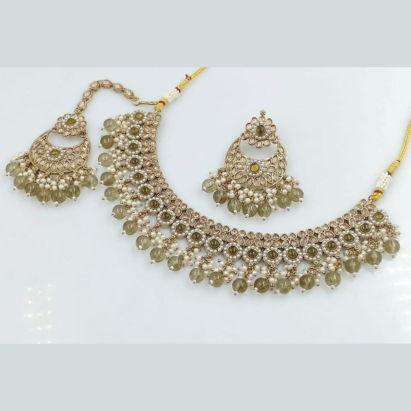 Manisha jewellery Gold Plated Crystal Stone And Pearl Necklace Set