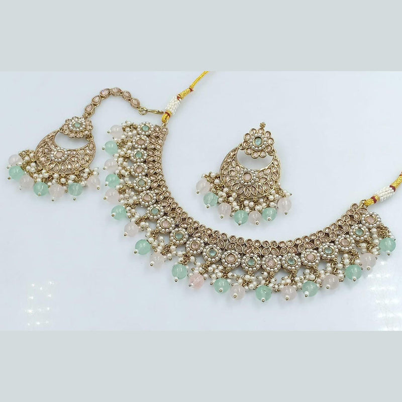 Manisha jewellery Gold Plated Crystal Stone And Pearl Necklace Set