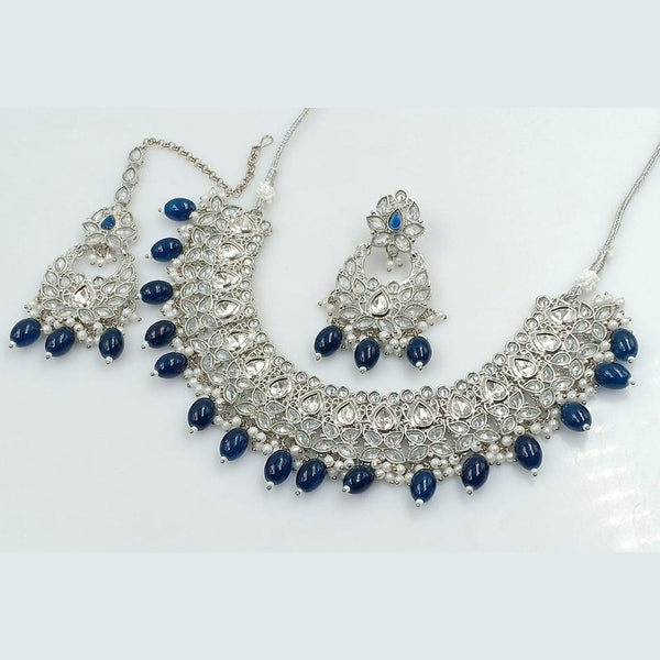 Manisha Jewellery Silver Plated Reverse AD Necklace Set
