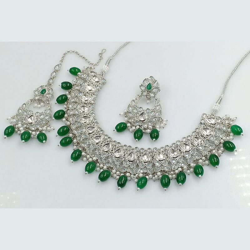 Manisha Jewellery Silver Plated Reverse AD Necklace Set