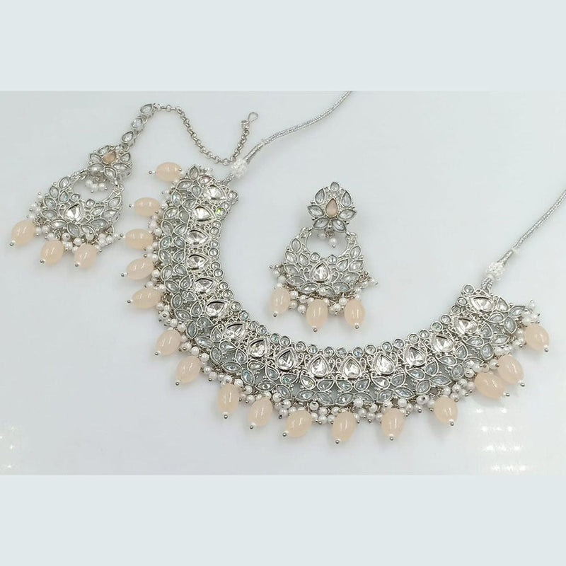 Manisha Jewellery Silver Plated Reverse AD Necklace Set