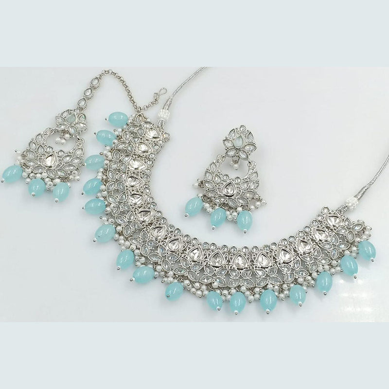 Manisha Jewellery Silver Plated Reverse AD Necklace Set