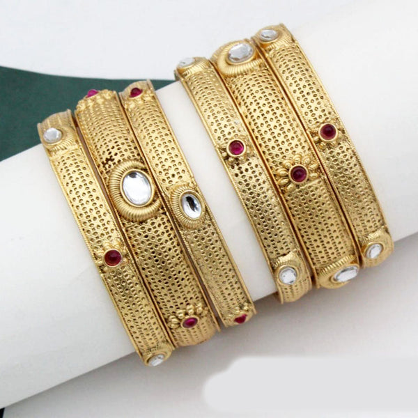 Manisha Jewellery Gold Plated Kundan Bangles Set