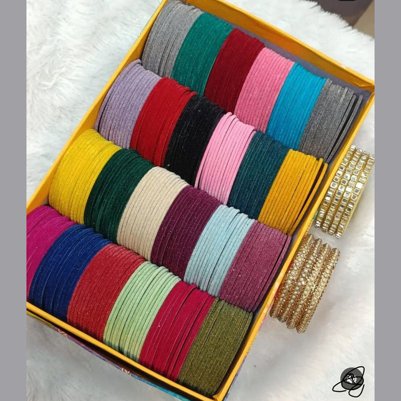 Manisha Jewellery Gold Plated Velvet Bangles Set  (Assorted Color)