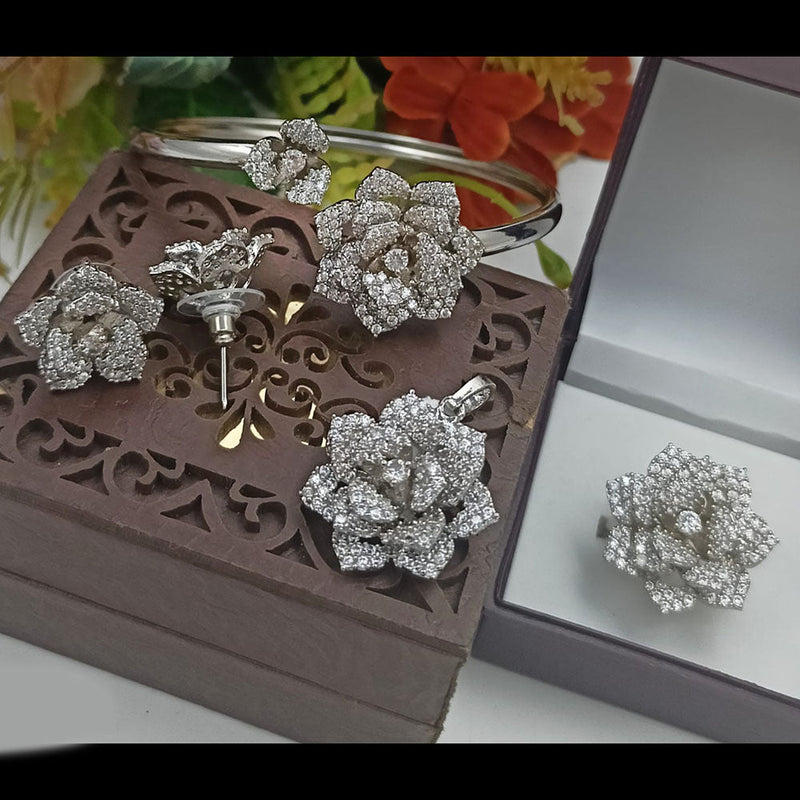 Manisha Jewellery Silver Plated AD Combo Set