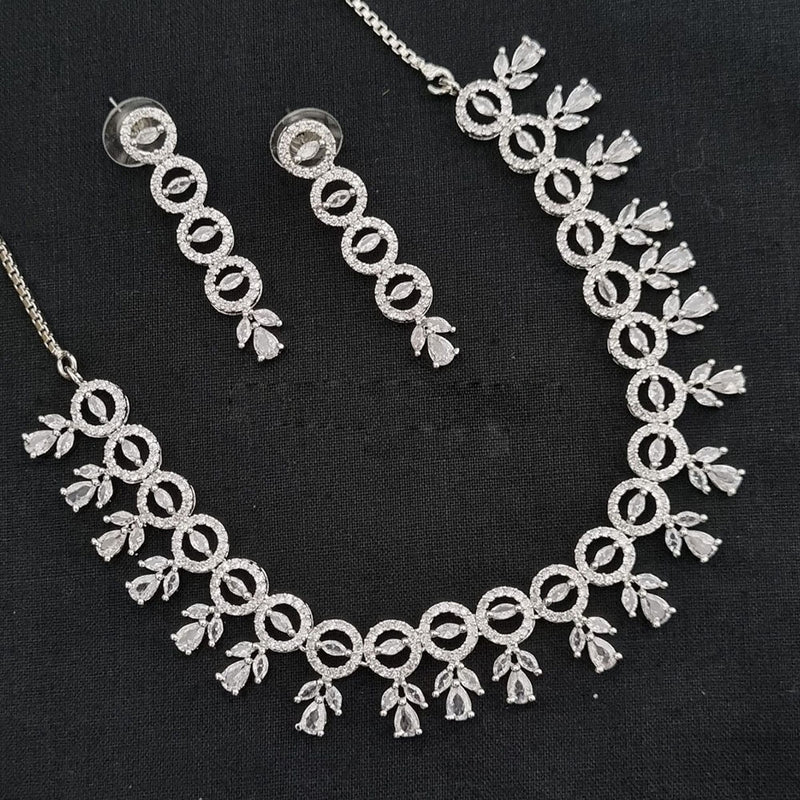 Manisha Jewellery Silver Plated AD Necklace Set