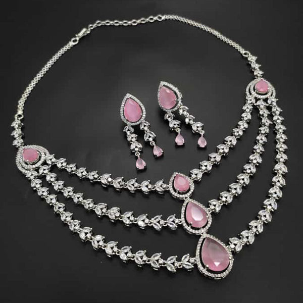 Manisha Jewellery Silver Plated AD Necklace Set