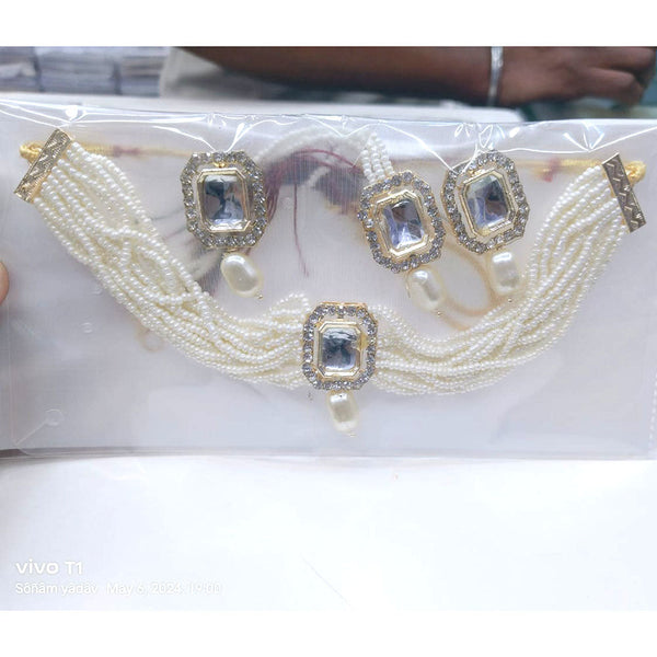 Manisha Jewellery Gold Plated Crystal Stone And Pearl Choker Necklace Set