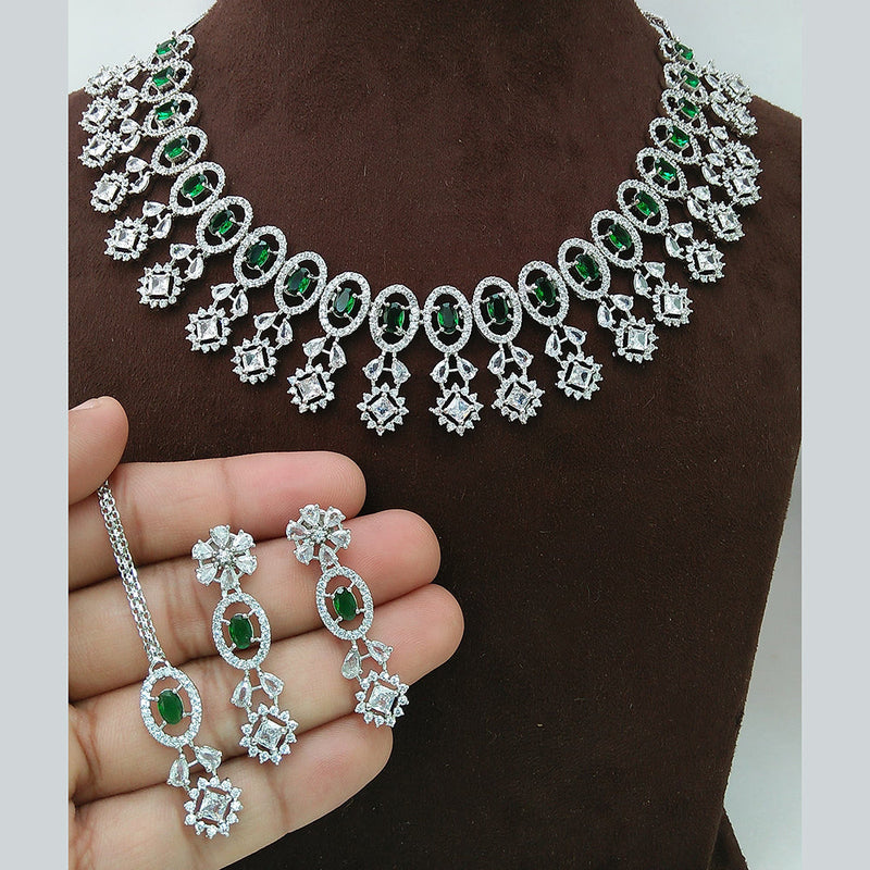 Manisha Jewellery Silver Plated AD Necklace Set