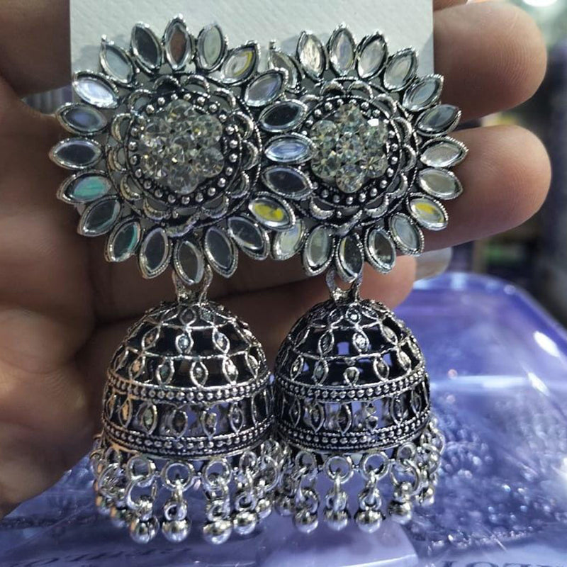 Manisha Jewellery Oxidised Plated Mirror Jhumki Earrings