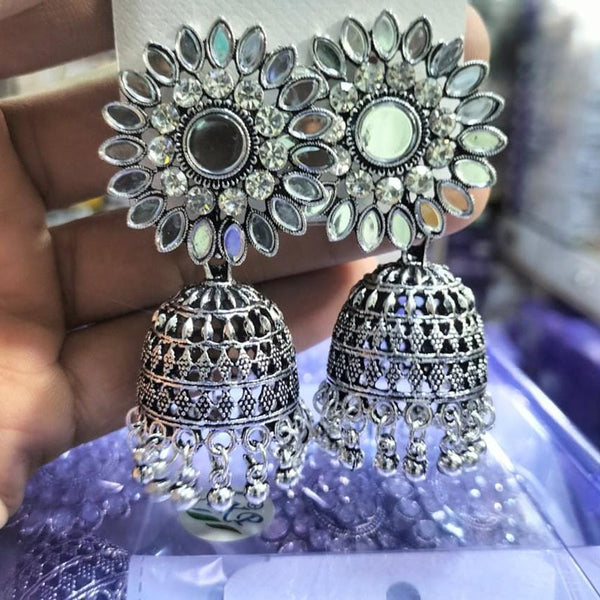 Manisha Jewellery Oxidised Plated Mirror Jhumki Earrings