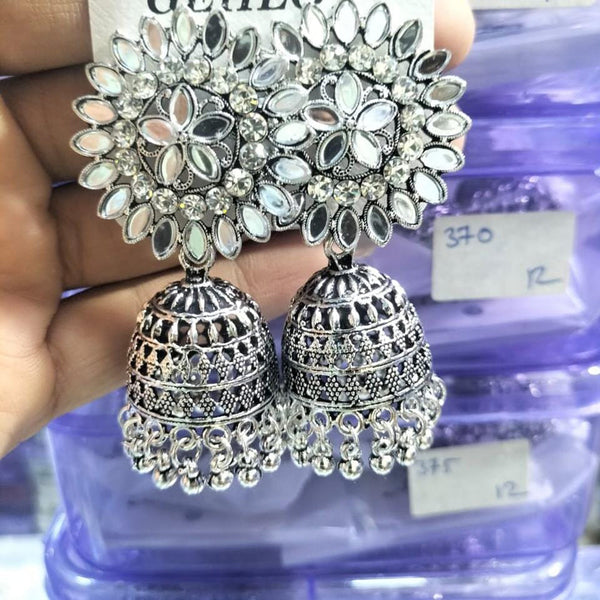 Manisha Jewellery Oxidised Plated Mirror Jhumki Earrings