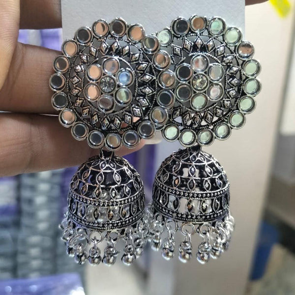 Manisha Jewellery Oxidised Plated Mirror Jhumki Earrings