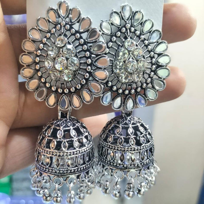 Manisha Jewellery Oxidised Plated Mirror Jhumki Earrings