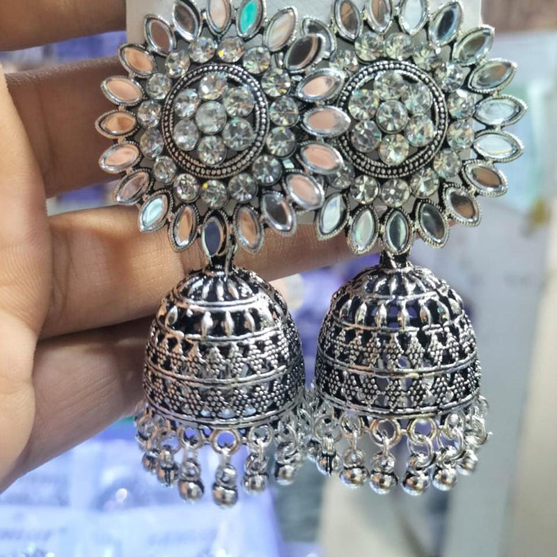 Manisha Jewellery Oxidised Plated Mirror Jhumki Earrings