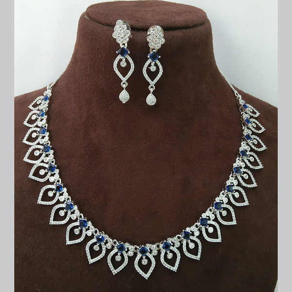 Manisha Jewellery Silver Plated AD Necklace Set