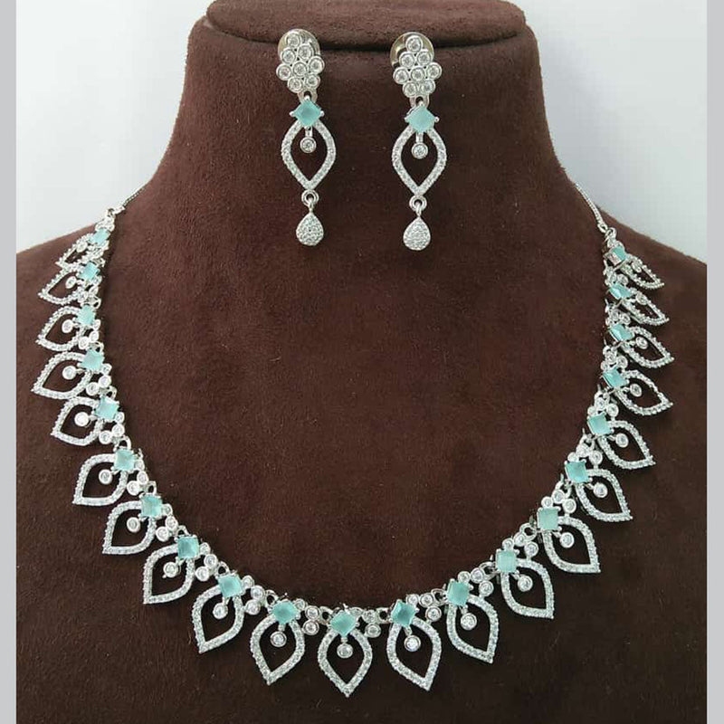 Manisha Jewellery Silver Plated AD Necklace Set