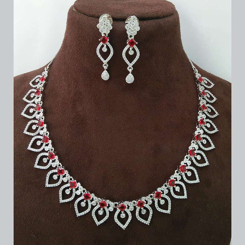 Manisha Jewellery Silver Plated AD Necklace Set