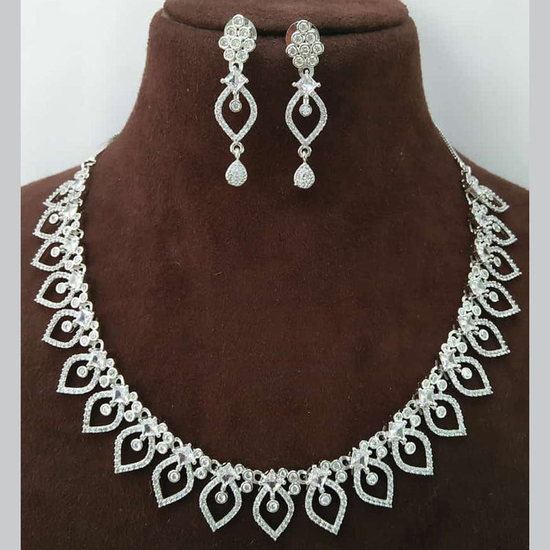 Manisha Jewellery Silver Plated AD Necklace Set