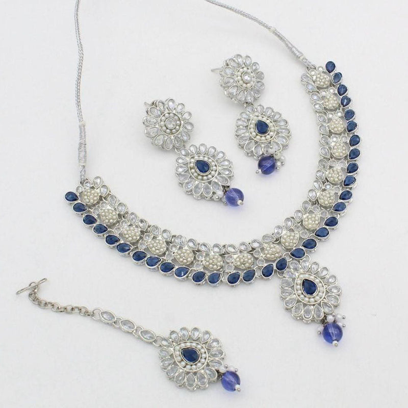 Manisha Jewellery Silver Plated Crystal Stone Necklace Set