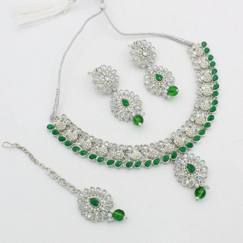 Manisha Jewellery Silver Plated Crystal Stone Necklace Set