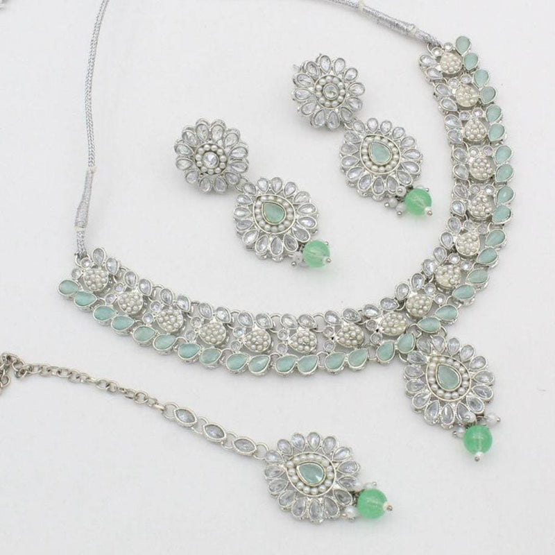 Manisha Jewellery Silver Plated Crystal Stone Necklace Set