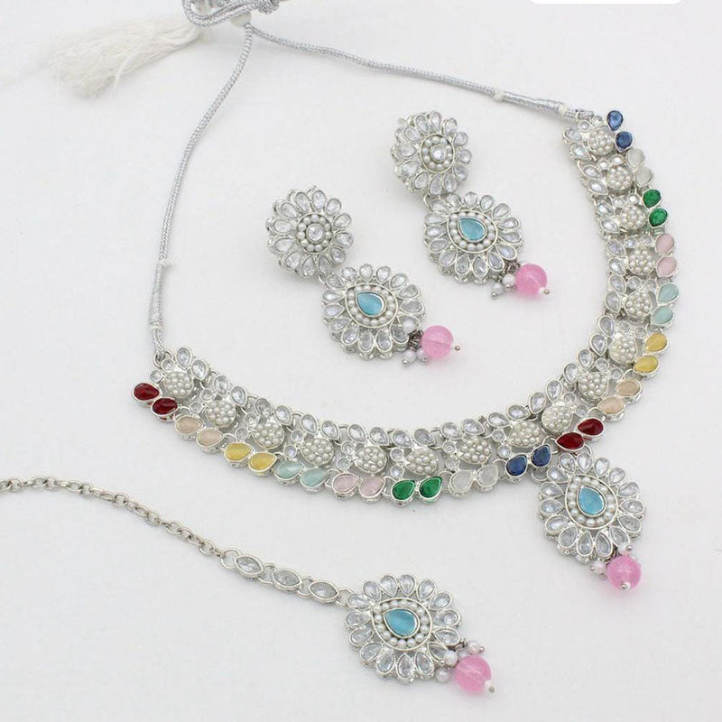 Manisha Jewellery Silver Plated Crystal Stone Necklace Set