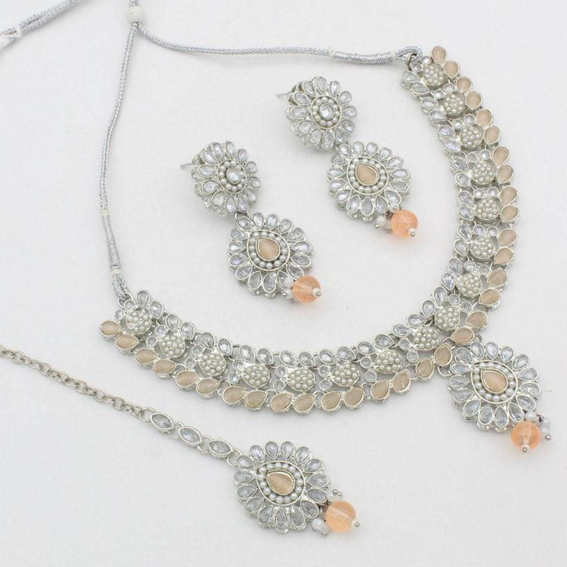 Manisha Jewellery Silver Plated Crystal Stone Necklace Set