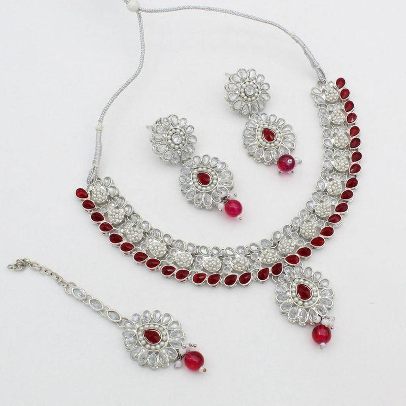 Manisha Jewellery Silver Plated Crystal Stone Necklace Set