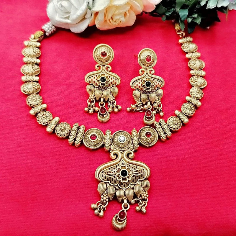 Manisha Jewellery Gold Plated Pota Stone Necklace Set