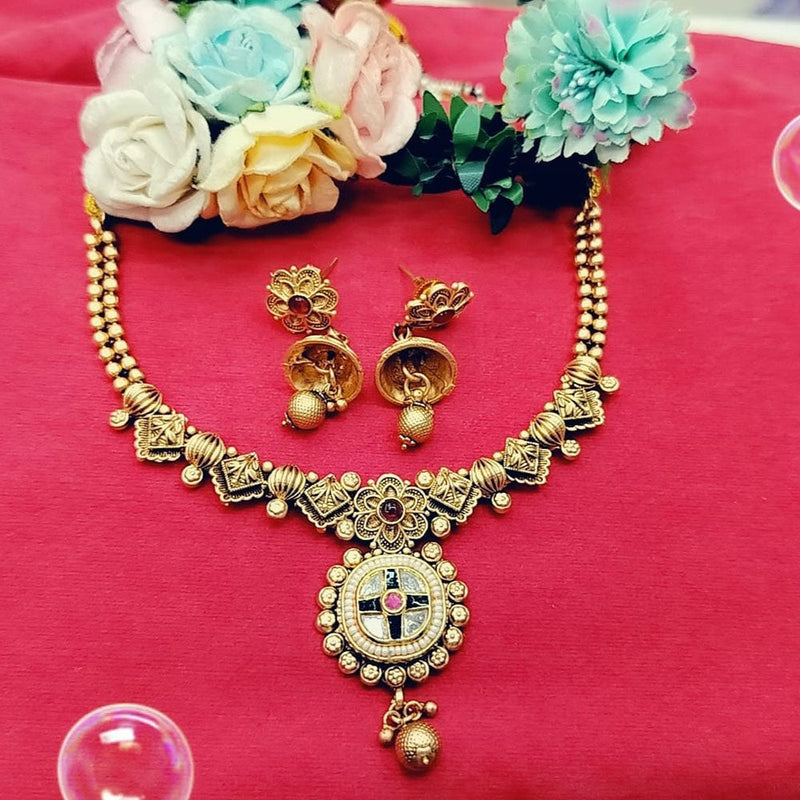 Manisha Jewellery Gold Plated Pota Stone Necklace Set