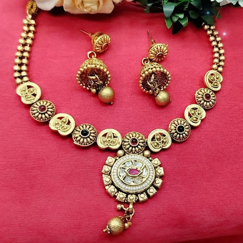 Manisha Jewellery Gold Plated Pota Stone Necklace Set