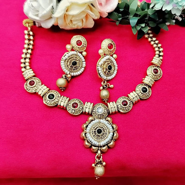 Manisha Jewellery Gold Plated Pota Stone Necklace Set