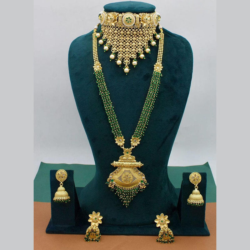 Manisha Jewellery Gold Plated Pota Stone Necklace Combo