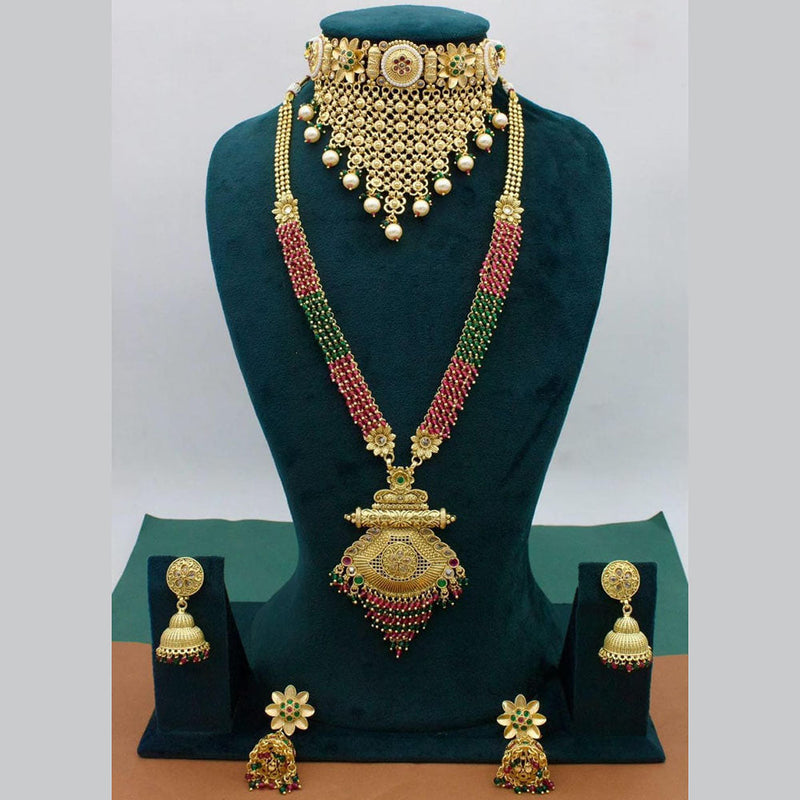 Manisha Jewellery Gold Plated Pota Stone Necklace Combo