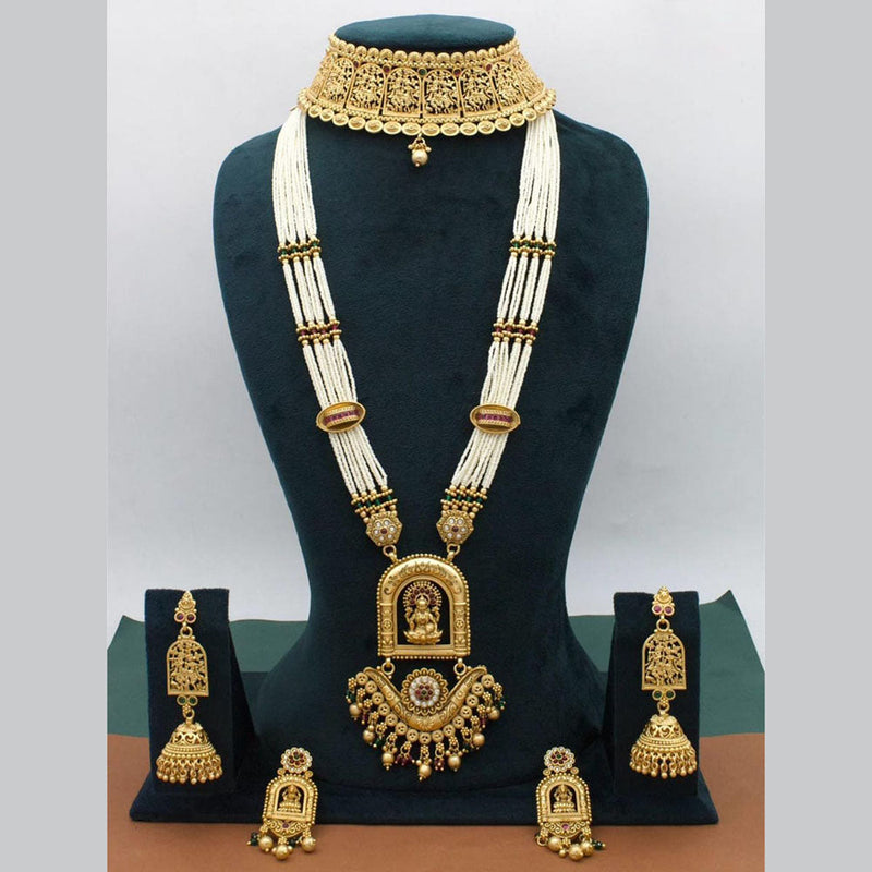 Manisha Jewellery Gold Plated Pota Stone Necklace Combo