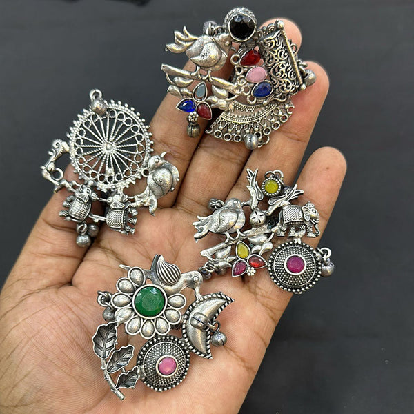 Manisha Jewellery Oxidised Plated Pota Stone Rings (Assorted Design 1 Piece)