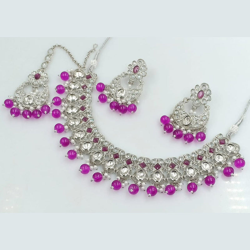 Manisha Jewellery Silver Plated Crystal Stone Necklace Set