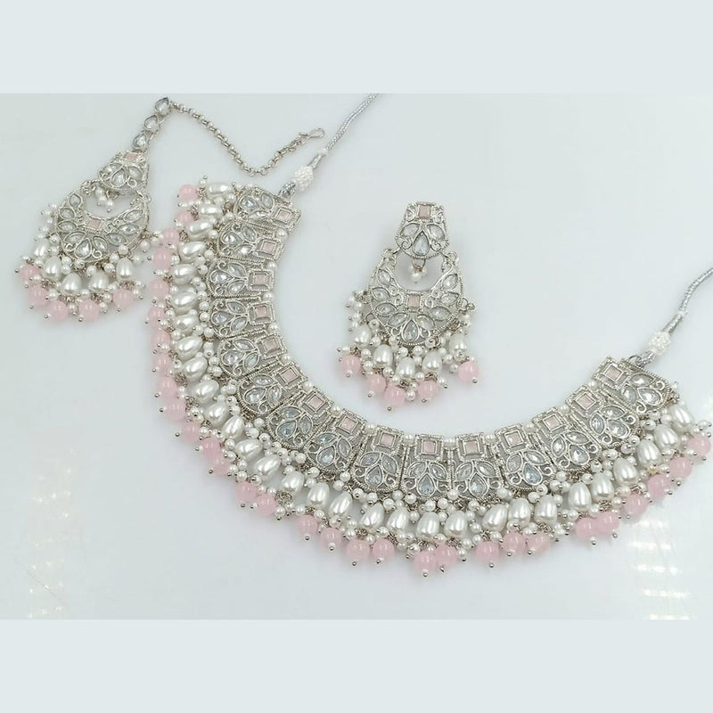 Manisha Jewellery Silver Plated AD Necklace Set