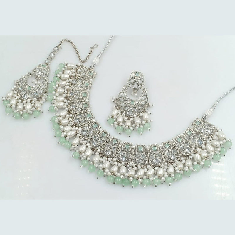 Manisha Jewellery Silver Plated AD Necklace Set