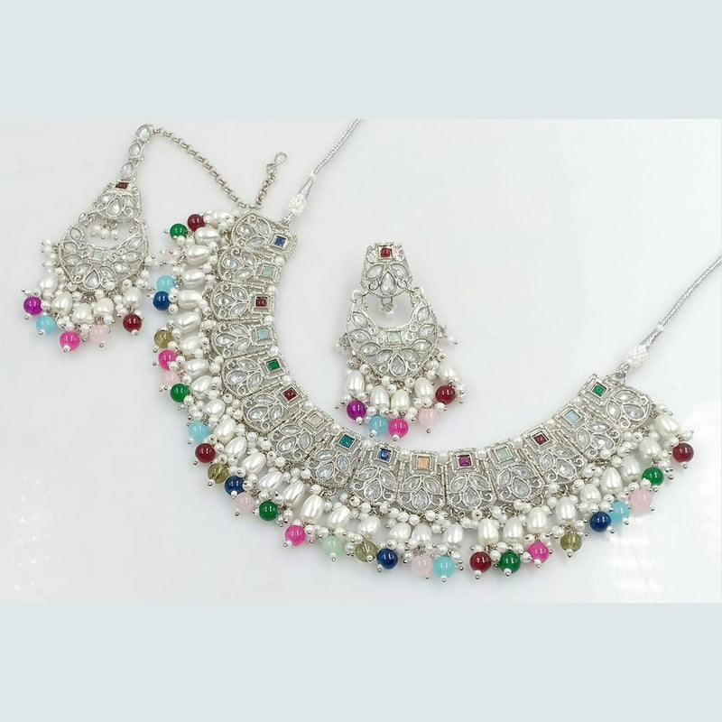 Manisha Jewellery Silver Plated AD Necklace Set