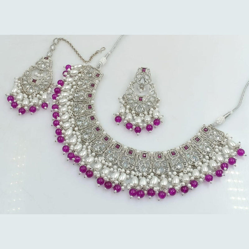 Manisha Jewellery Silver Plated AD Necklace Set