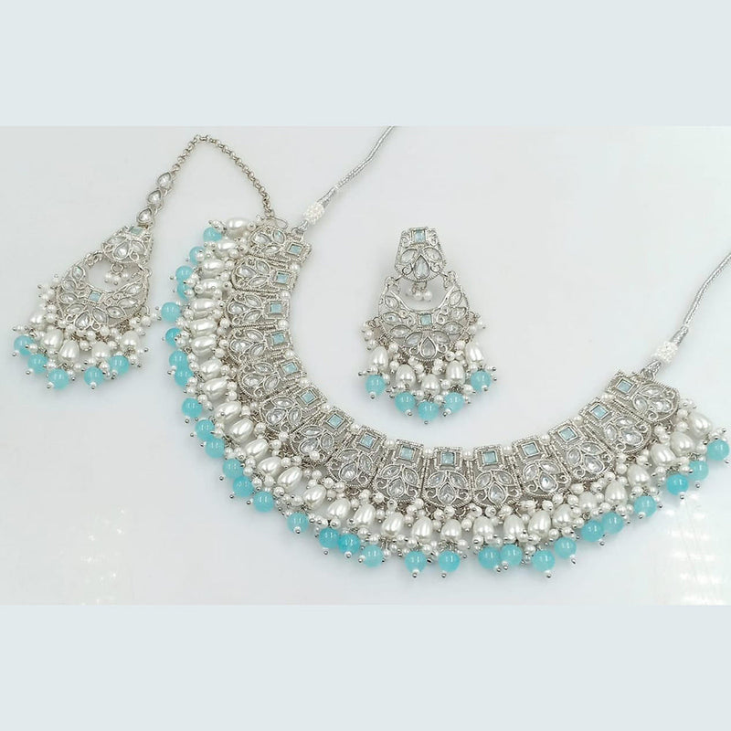 Manisha Jewellery Silver Plated AD Necklace Set