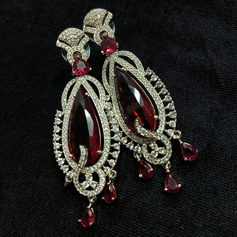 Manisha Jewellery Silver Plated AD Dangler Earrings