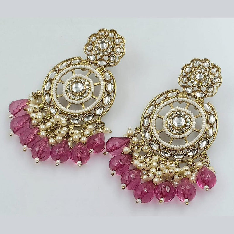 Manisha Jewellery Gold Plated Kundan Pearl And Beads Dangler Earrings