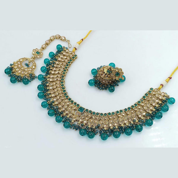 Manisha Jewellery Gold Plated Crystal Stone And Beads Necklace Set