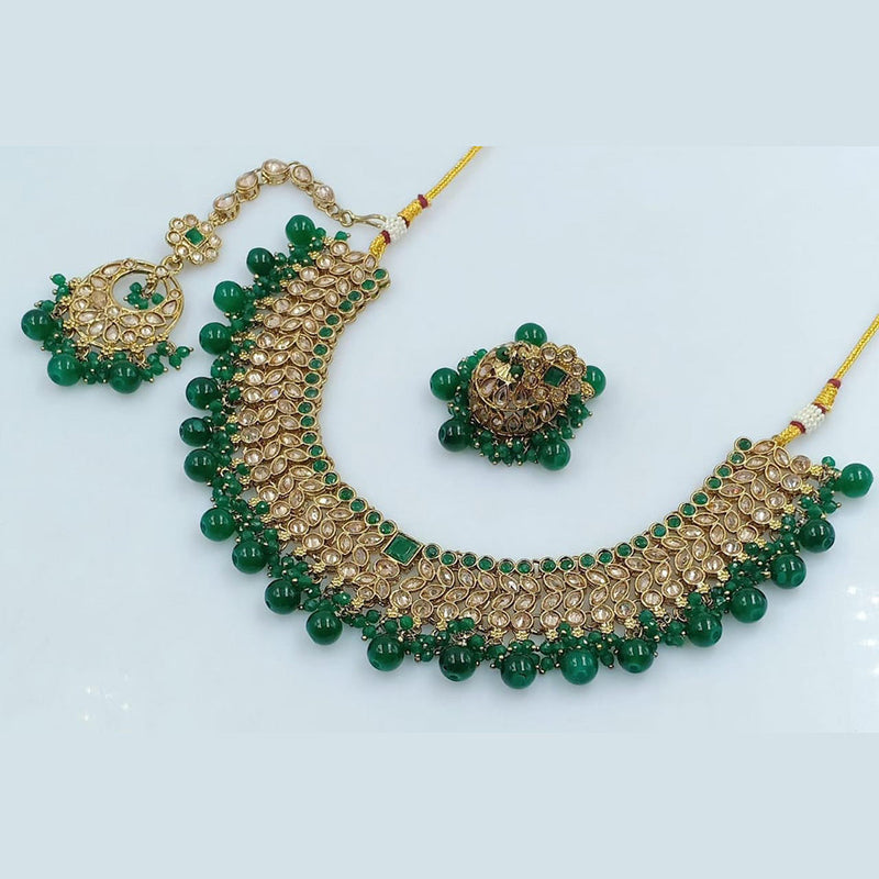 Manisha Jewellery Gold Plated Crystal Stone And Beads Necklace Set