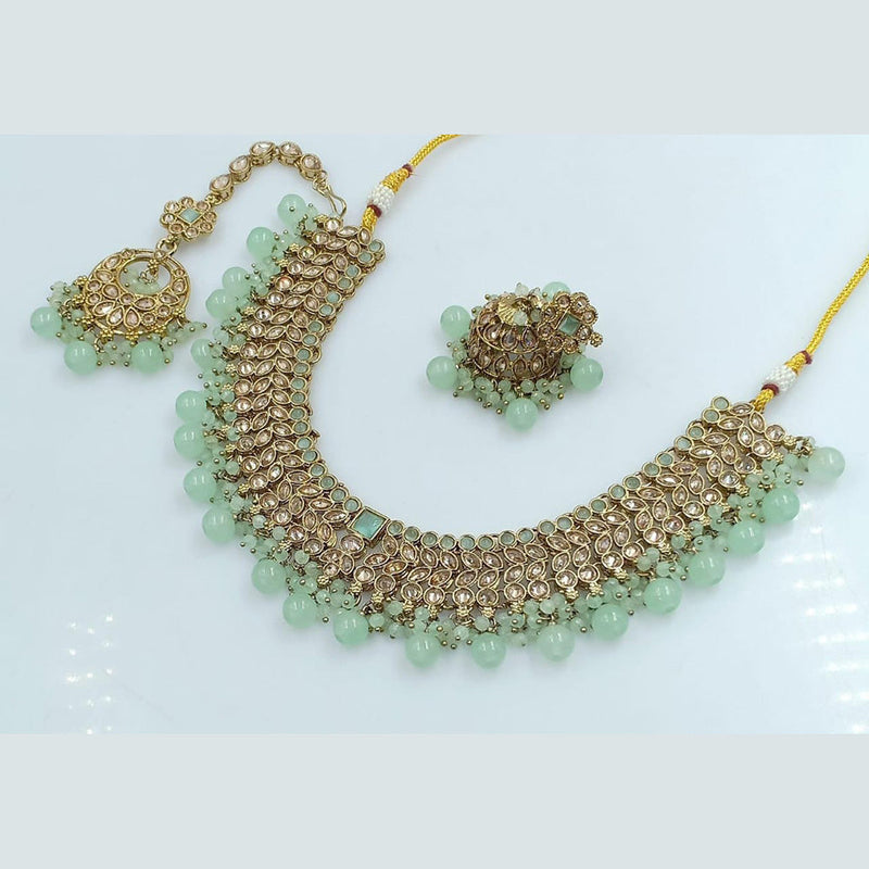 Manisha Jewellery Gold Plated Crystal Stone And Beads Necklace Set